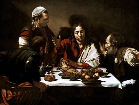 Caravaggio (Michelangelo Merisi): Az emmauszi vándorok (The National Gallery London) 